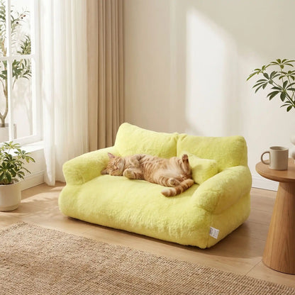 Canapé chat Jaune Soleil ConfoCanap avec chat qui dort