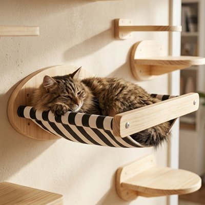 Arbre a Chat mural hamac noir et blanc
