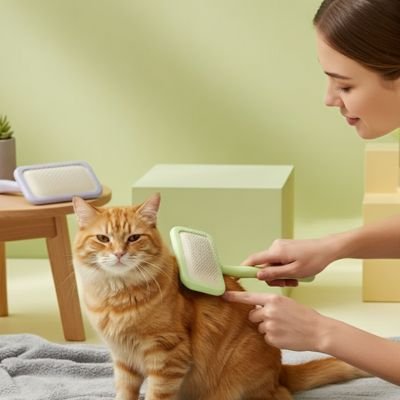 Brosse pour chat poil long​ vert