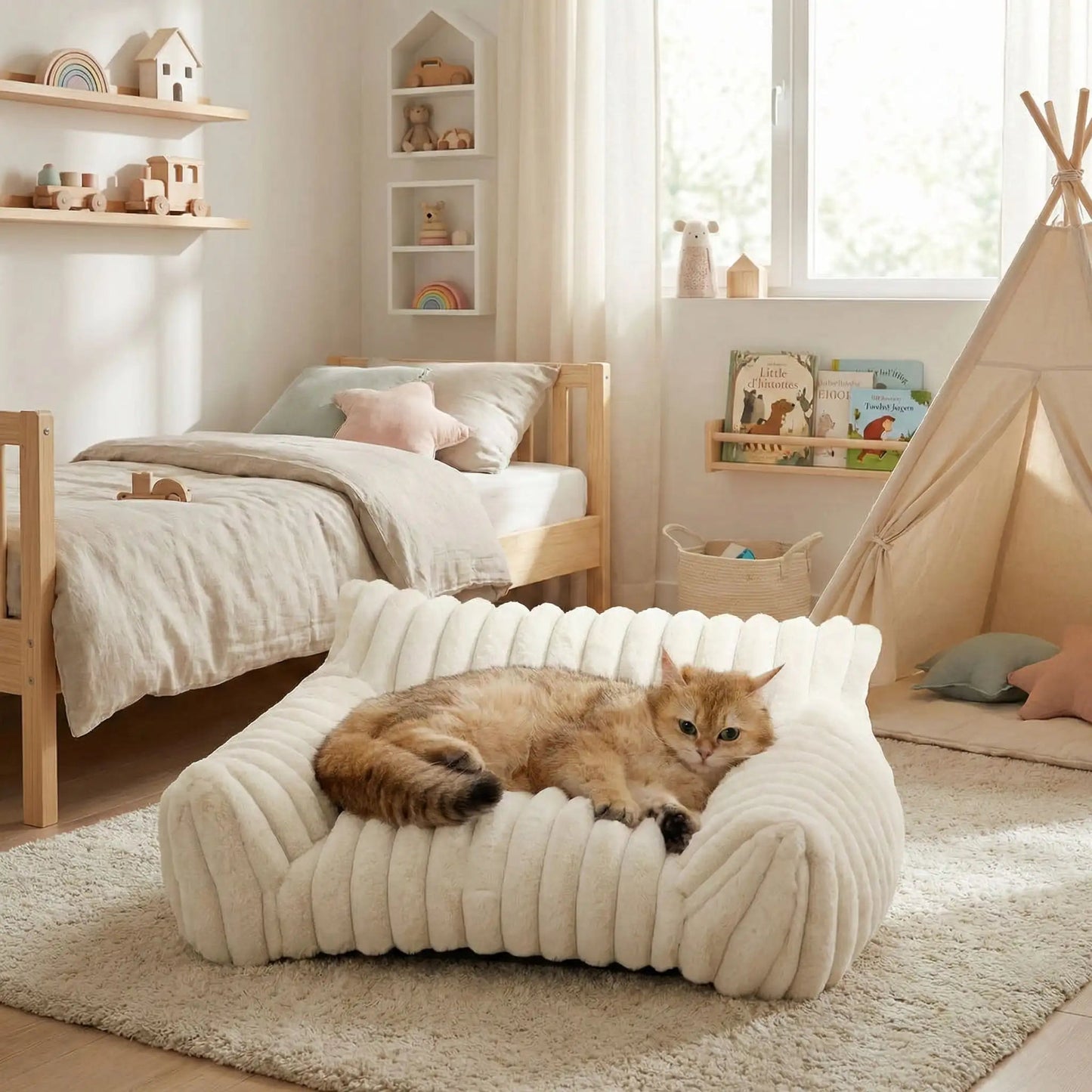 Canapé pour chat blanc crème | Cocon Orthopédique - Satisfaction Félin