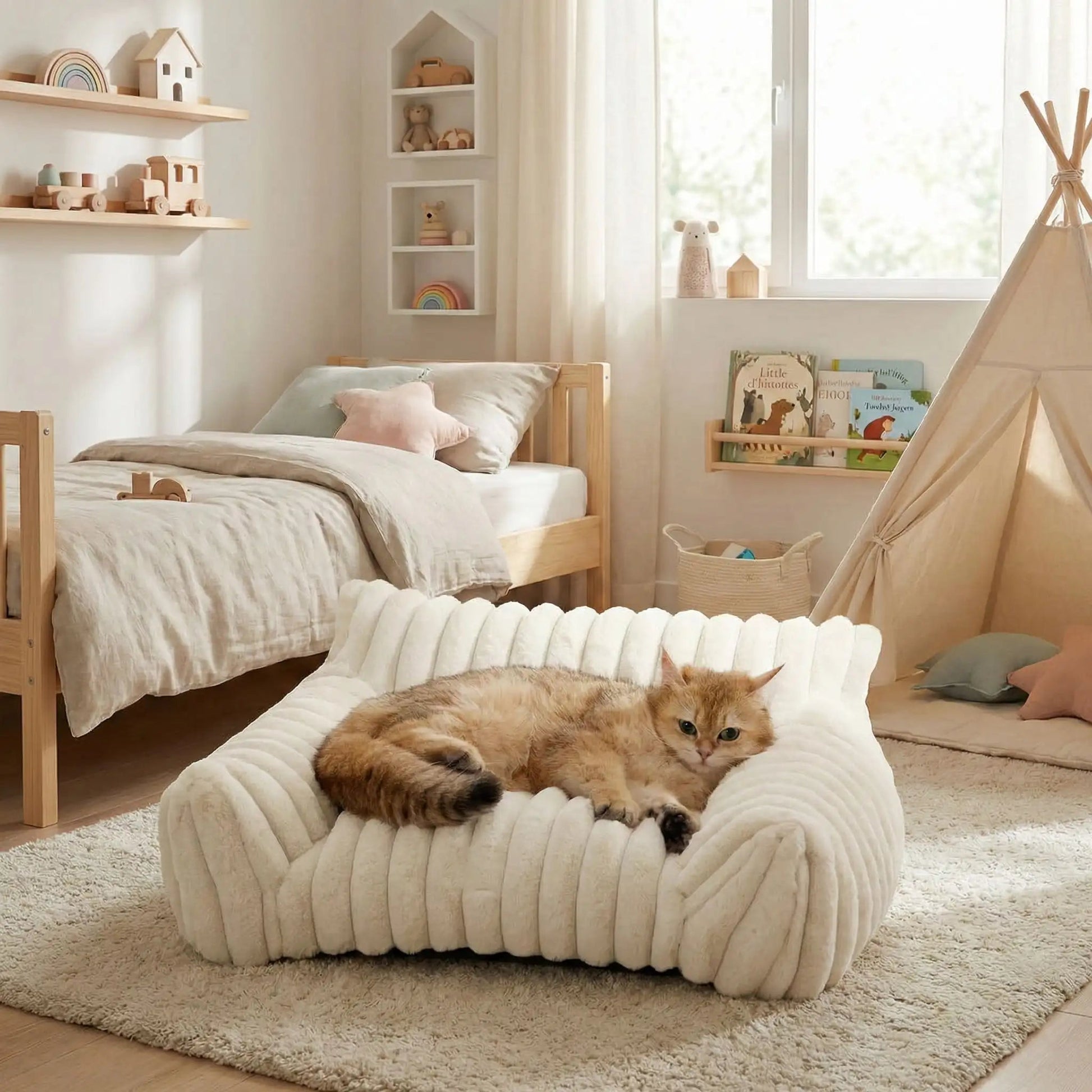 Canapé pour chat blanc crème | Cocon Orthopédique - Satisfaction Félin