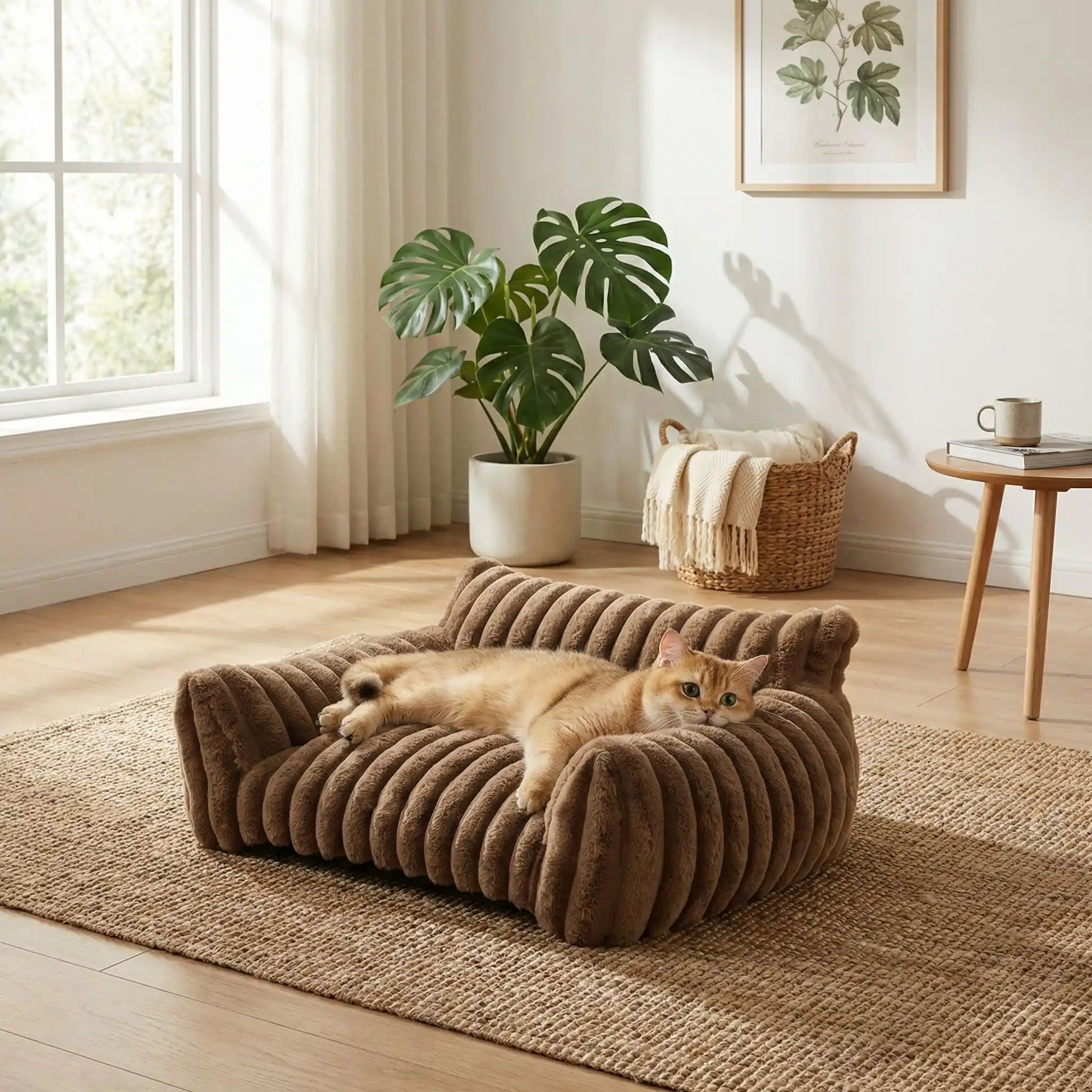 Canapé pour chat Brun chocolat | Cocon Orthopédique - Satisfaction Félin