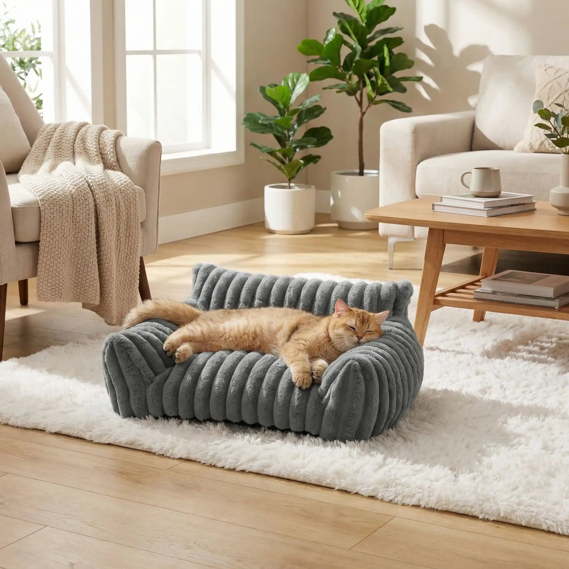 Canapé pour chat Gris | Cocon Orthopédique - Satisfaction Félin