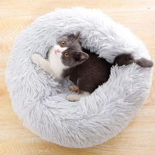 coussin à chat gris pale