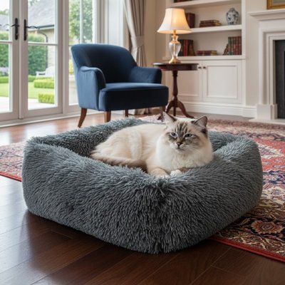 coussin Chat gris foncé