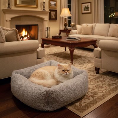 coussin chat mousseux