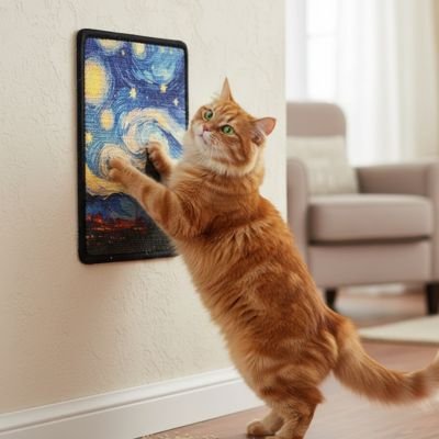 Griffoir chat tapis mural avec chat roux
