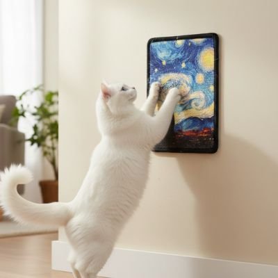 Griffoir chat tapis mural chat noir