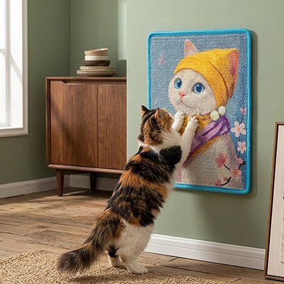  griffoir chat Tapis chatte blanche 