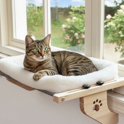 Hamac pour Chat fenetre coussin blanc