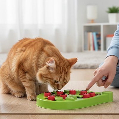 Jouet chat interactif nutrition lente 