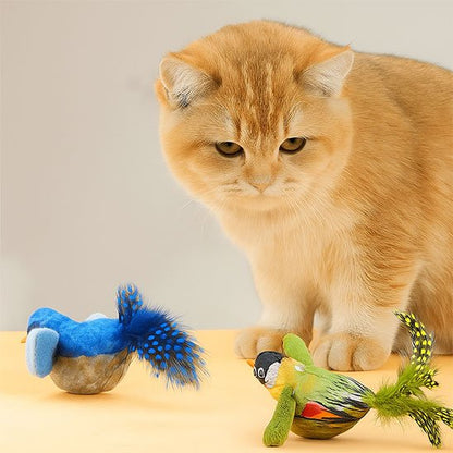 Jouet chat interactif oiseaux bleu
