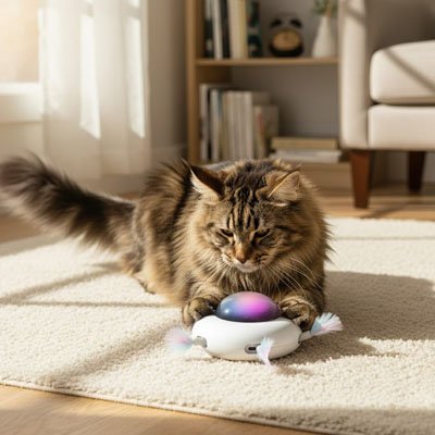 Jouet chat interactif plume
