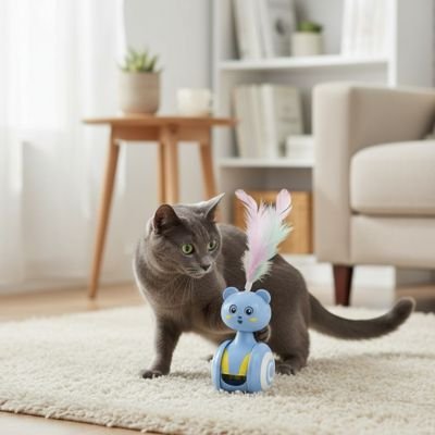 Jouet chat plume