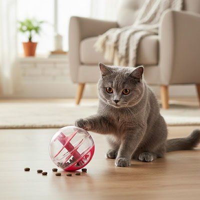 jouet distributeur de croquettes chat chasseur