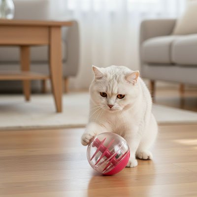 jouet distributeur de croquettes chat rauge