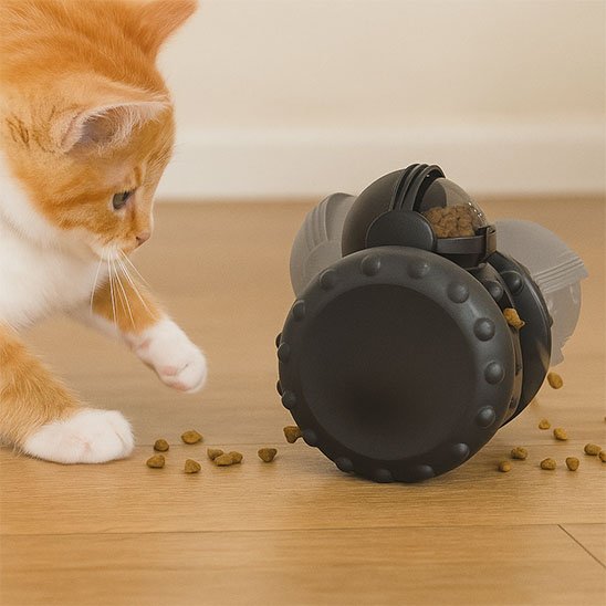 jouet distributeur de croquettes pour chat noir