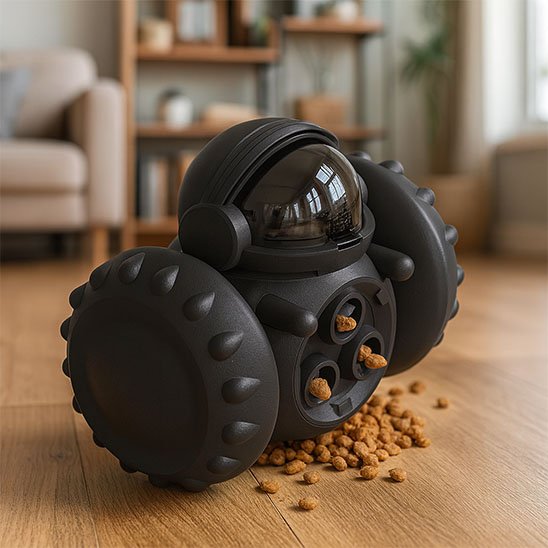 jouet distributeur de croquettes pour chat roulant