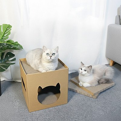 Maison en carton pour chat multi chat