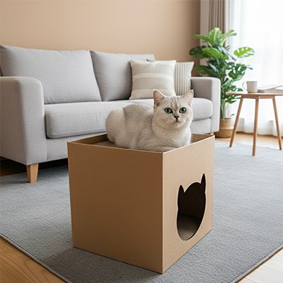 Maison en carton pour chat pas cher