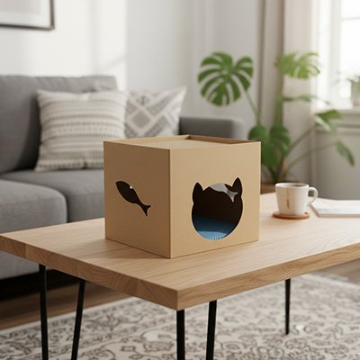 Maison en carton pour chat peux encombrant 