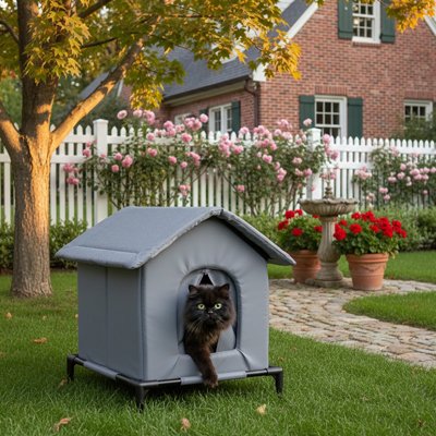 Maison exterieur pour chat sur pied