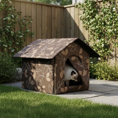 Maison pour chat extérieur brune 