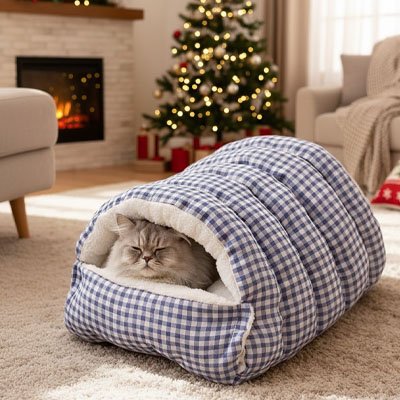 niche pour chat bleu