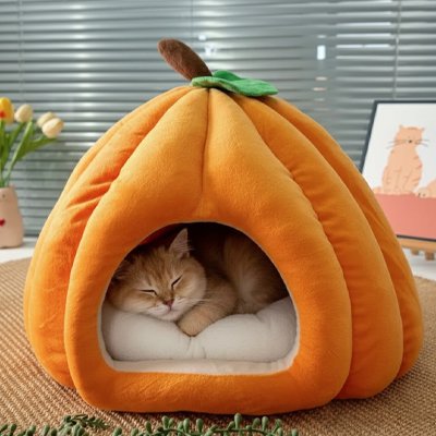 niches pour chat citrouille orange