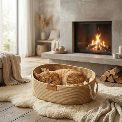 Panier pour chat en osier | NaturalNest - Satisfaction Félin