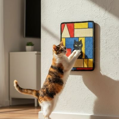 Griffoir chat tapis motif de chat