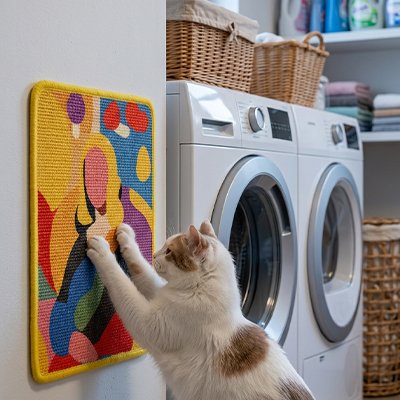 Tapis griffoir pour chat artistique