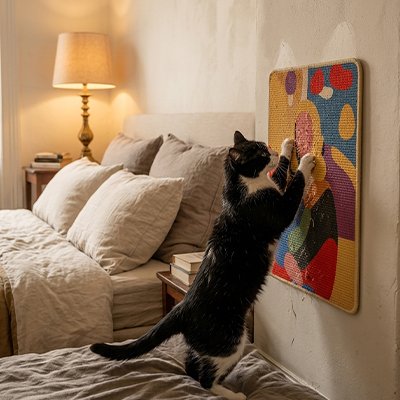 Tapis griffoir pour chat jaune